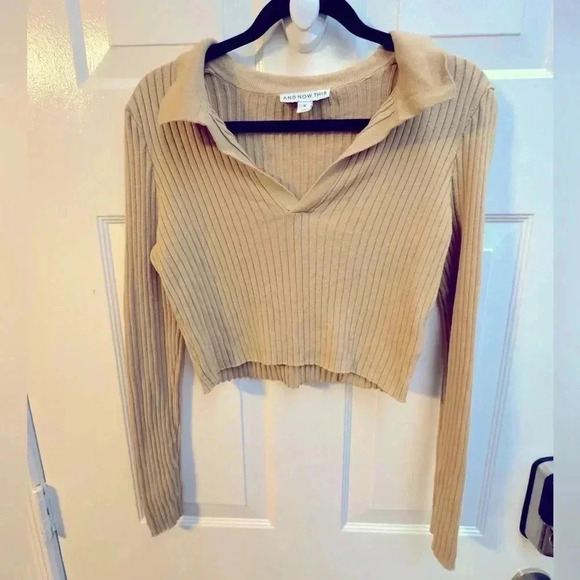 Y2K Collared Ribbed CropTop Sweater 90’s Inspired Preppy - Picture 1 of 7